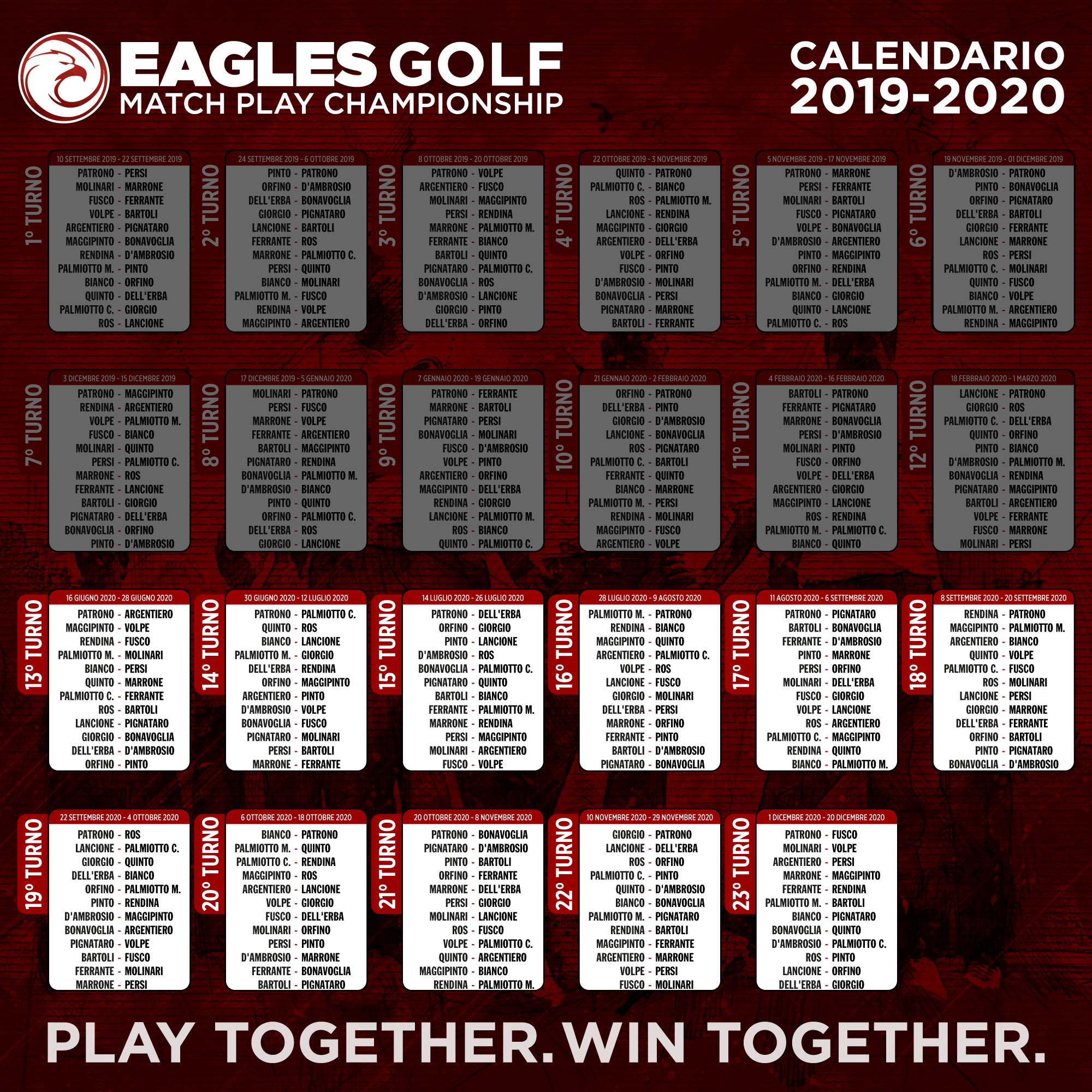 Calendario 2019 2020 Eagles Bari Golf calendario quinto turno